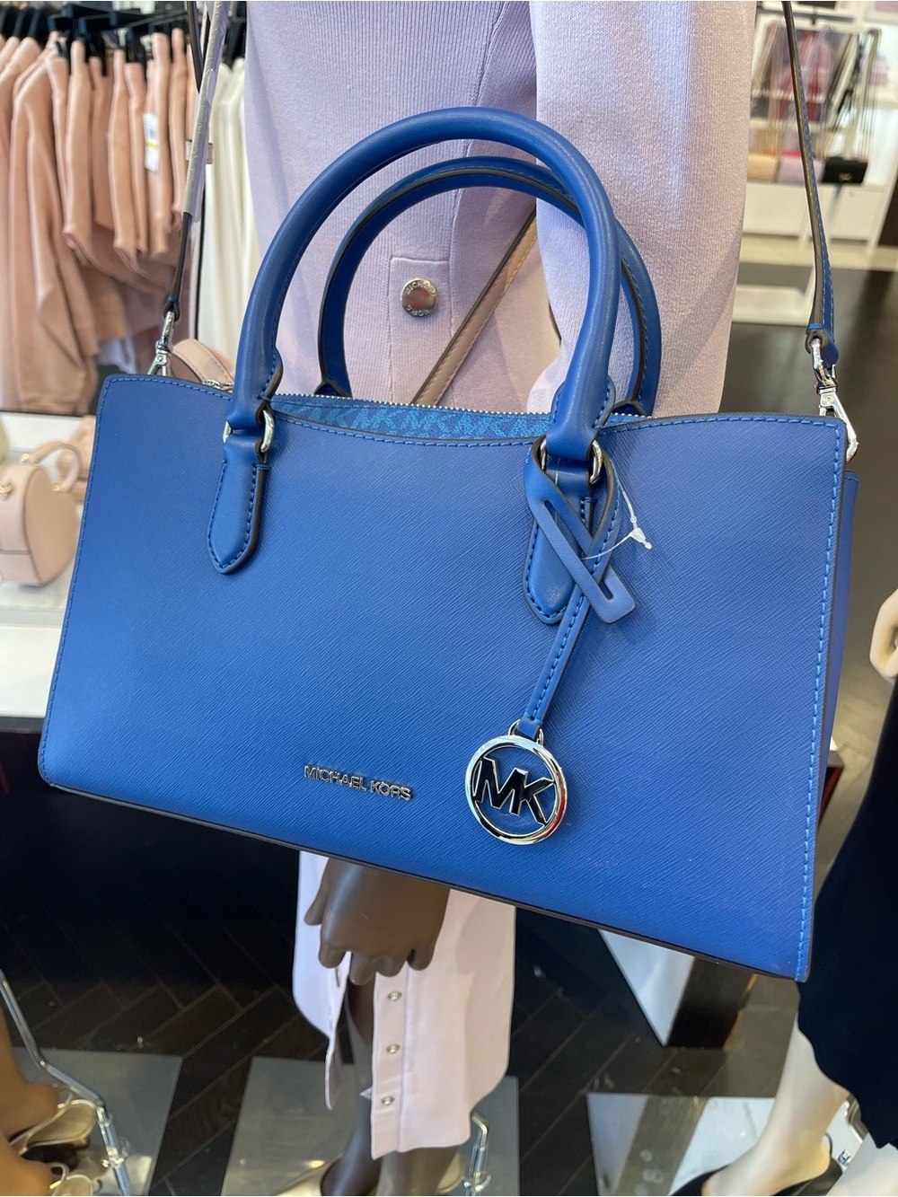 MICHAEL KORS Arden Md Top-Zip EW Leather Tote Crossbody Satchel 
Galaxy Blue
NWT - Picture 15 of 16